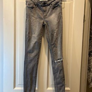 Abercrombie & Fitch Women’s Juniors Solid Gray Ripped Super Skinny Jeans size 00